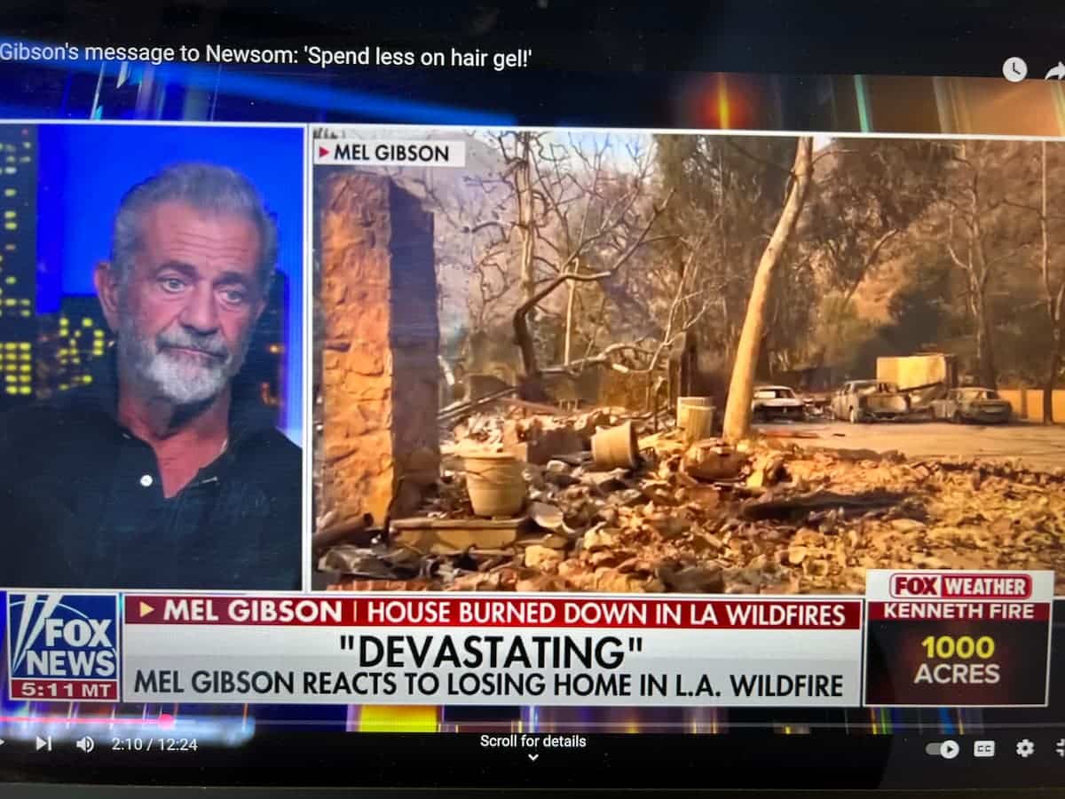 Mel Gibson verliert sein Haus an die Flammen